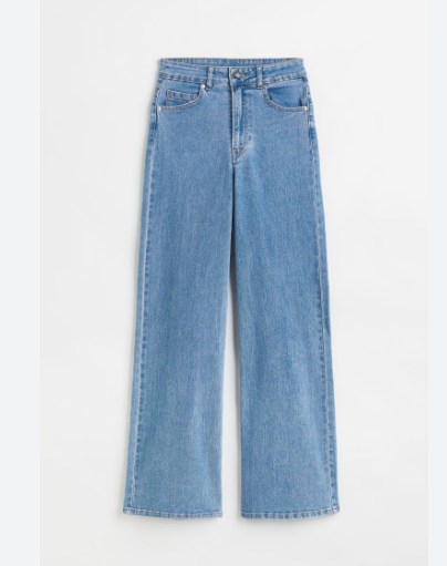 SKY BLUE WIDE LEG JEANS HIGH WAISTED