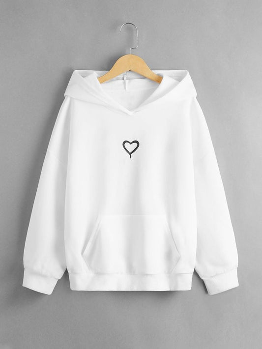 WHITE HOODIE UNFILLED HEART