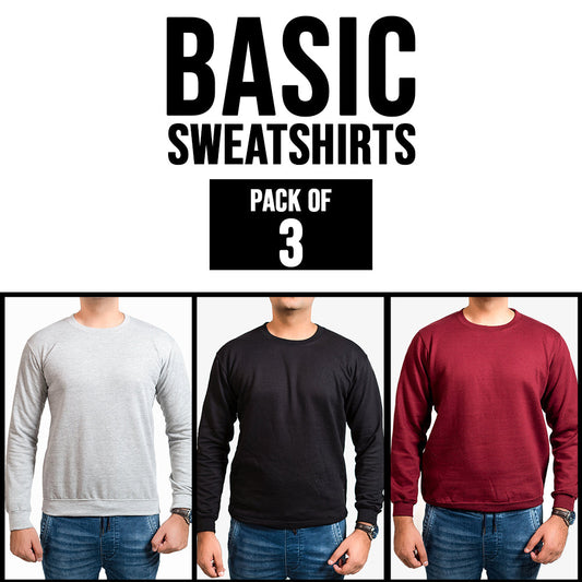 PACK OF 3 BASIC SWEATSHIRT FOR MEN - teehoodie.co