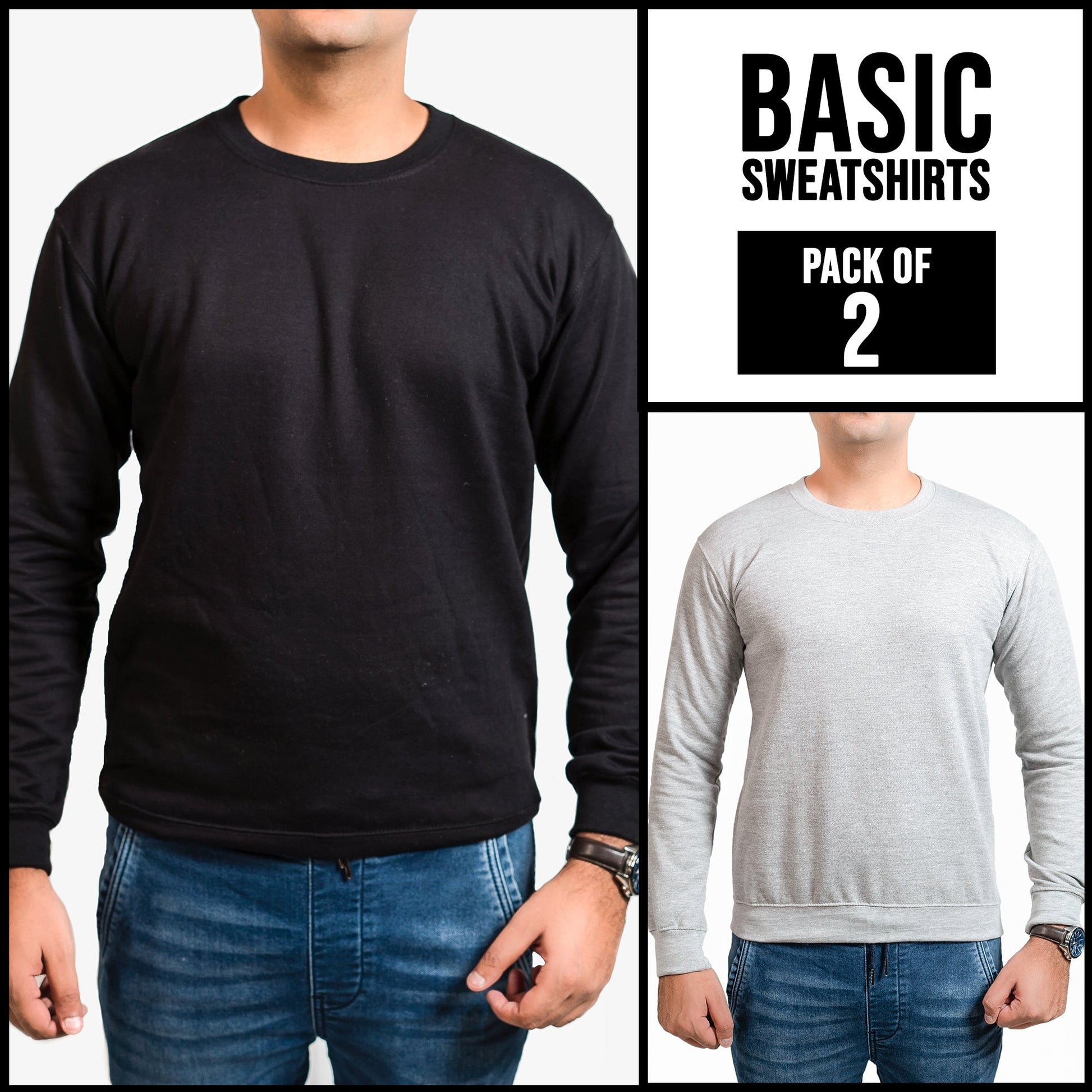 PACK OF 2 BASIC SWEATSHIRT FOR MEN - teehoodie.co