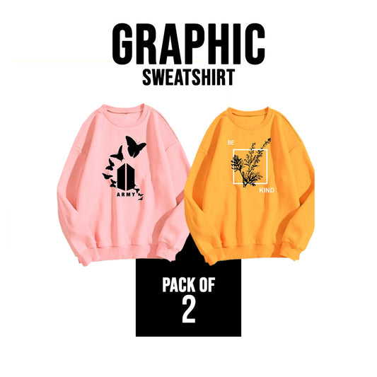 PACK OF 2 GRAPHIC SWEATSHIRT FOR WOMEN - teehoodie.co