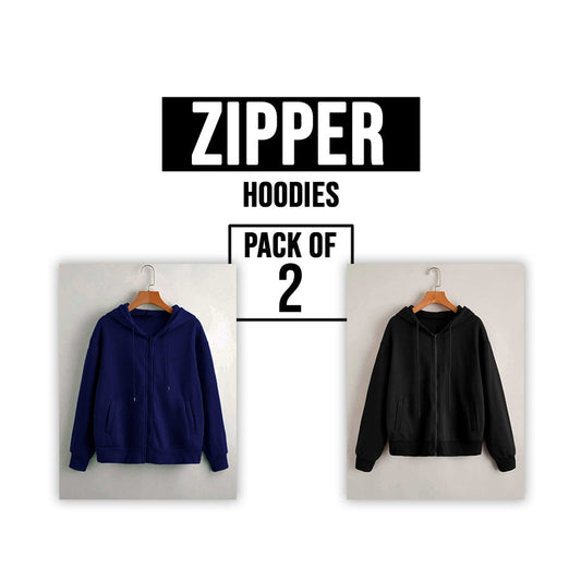 PACK OF 2 BASIC ZIPPER FOR WOMEN - teehoodie.co