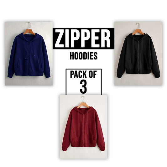 PACK OF 3 BASIC ZIPPER FOR WOMEN - teehoodie.co