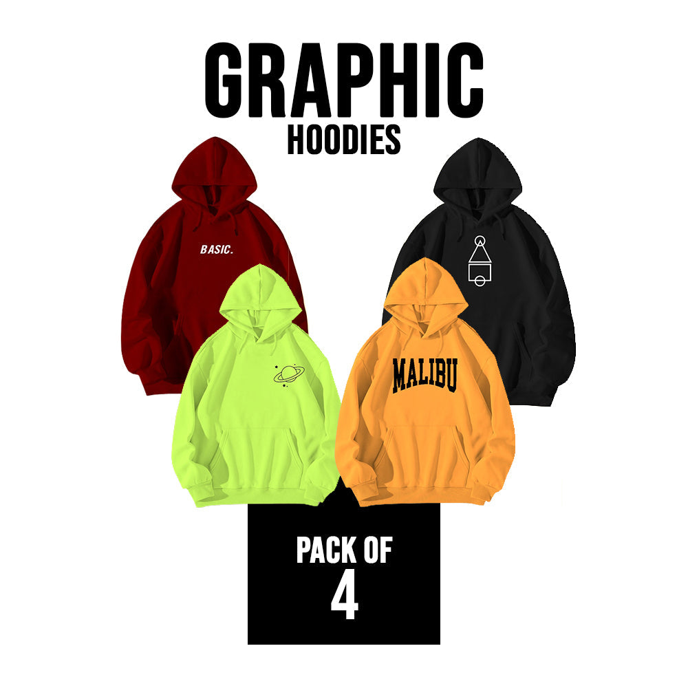 PACK OF 4 GRAPHIC HOODIES FOR MEN - teehoodie.co