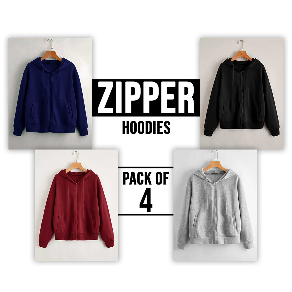 PACK OF 4 BASIC ZIPPER FOR WOMEN - teehoodie.co