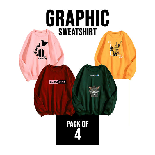 PACK OF 4 GRAPHIC SWEATSHIRT FOR WOMEN - teehoodie.co