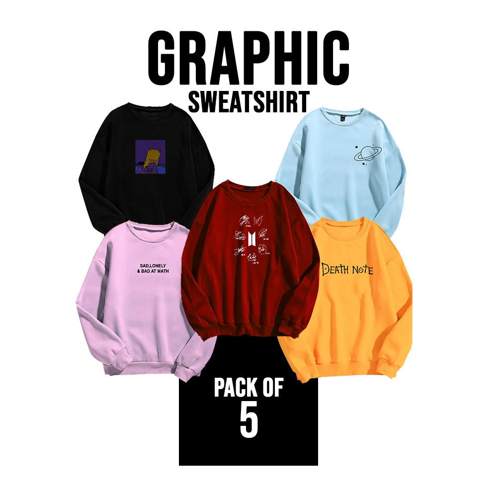 PACK OF 5 GRAPHIC SWEATSHIRT FOR MEN - teehoodie.co