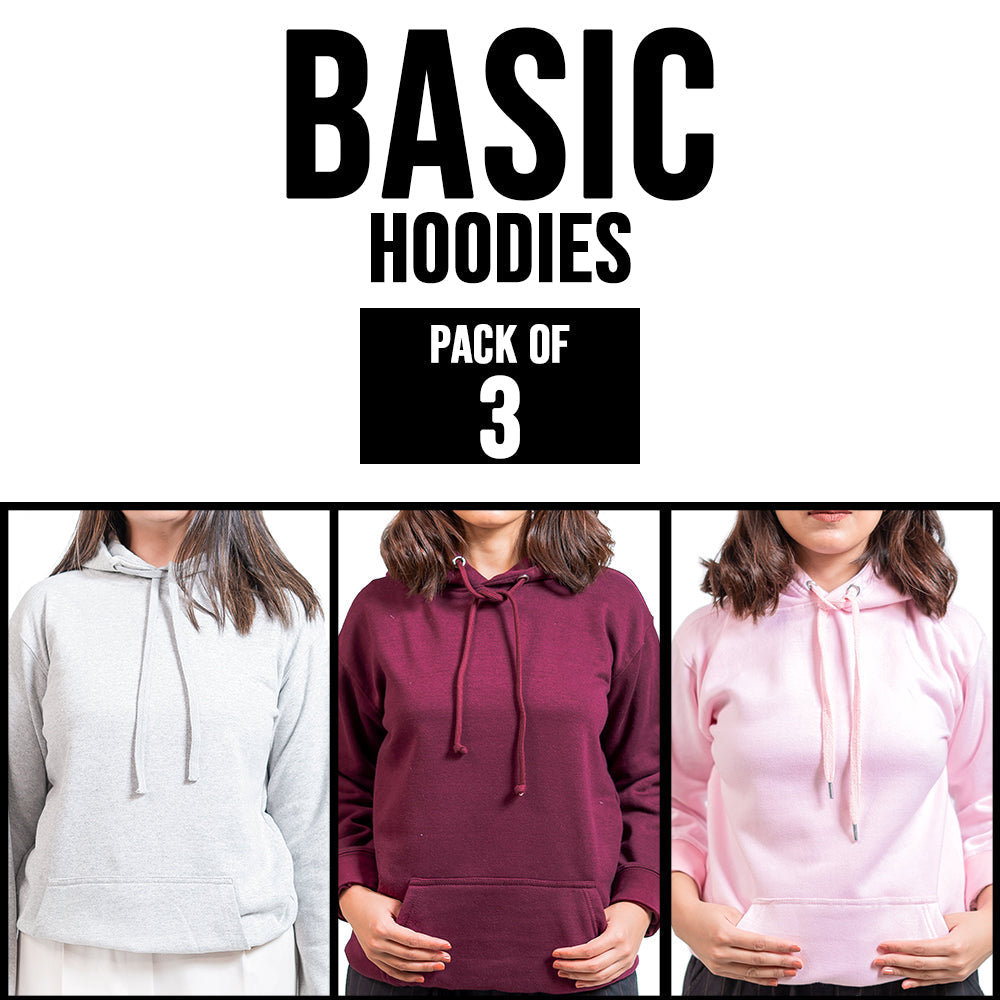 PACK OF 3 BASIC HOODIES FOR WOMEN - teehoodie.co