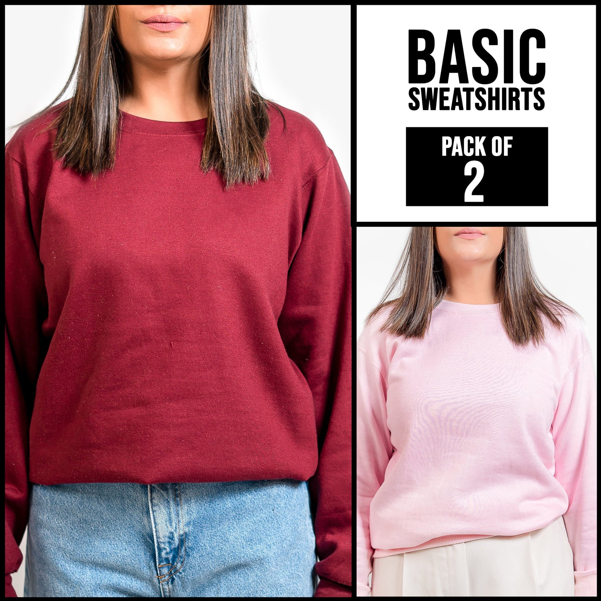 PACK OF 2 BASIC SWEATSHIRT FOR WOMEN - teehoodie.co