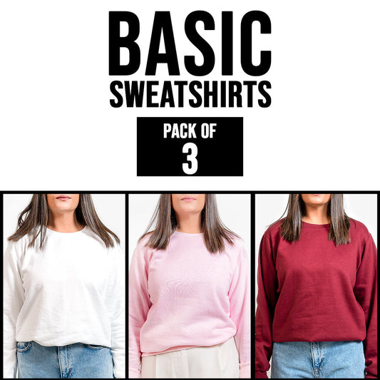 PACK OF 3 BASIC SWEATSHIRT FOR WOMEN - teehoodie.co